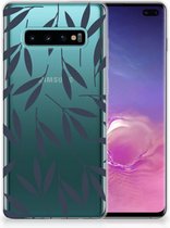 Geschikt voor Samsung Galaxy S10 Plus TPU Hoesje Design Leaves Blue