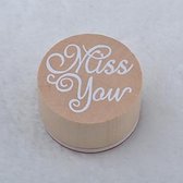 Stempel Miss you Hout - Rond, 3 cm
