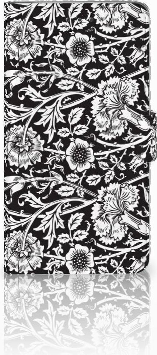 Book Case voor Samsung Galaxy J7 2016 Hoesje Black Flowers