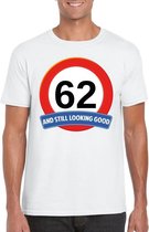 Verkeersbord 62 jaar t-shirt wit heren 2XL