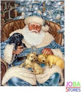 Diamond Painting "JobaStores®" Kerstman met puppies - volledig - 40x50cm