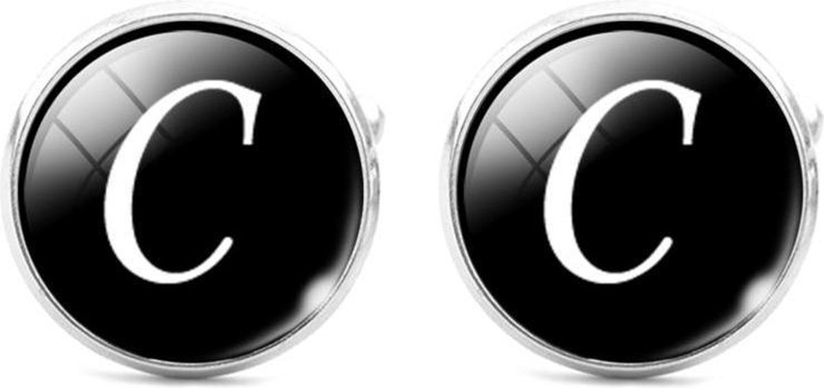 Montebello Manchetknopen Letter C - Metaal - Alfabet Glas - ∅16mm