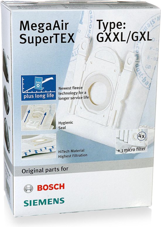 EVendix Bolsa De Aspiradora Adecuada Para Bosch Tipo G XL/G XXL | 20 Bolsas De Polvo + 2 Microfiltros | Similar A Las Bolsas Originales