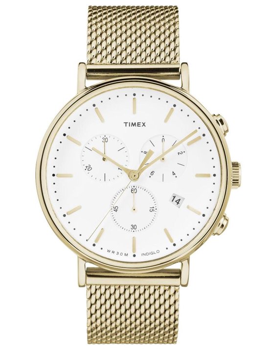 Timex The Fairfield Chronograph TW2R27200 Horloge - Staal - Goudkleurig - Ø 41 mm