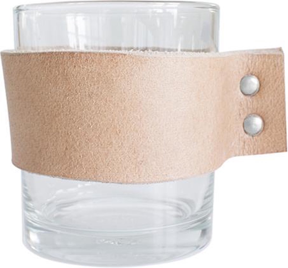 TAK Design Drinkglas Wrap Me - Incl. Lederen Band - Glas - Ø8 x 9 cm - Bruin