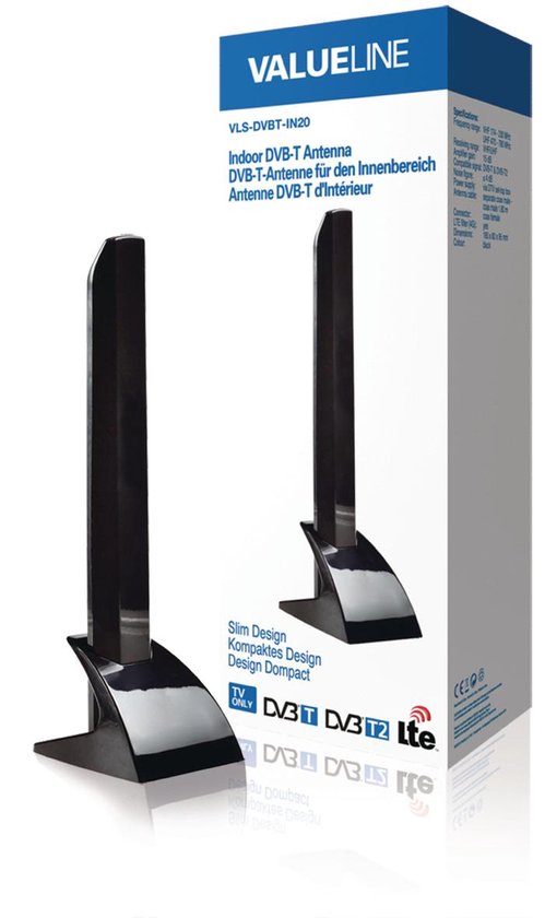 DVB-T/T2 - DAB+ Binnen Antenne 15 DB VHF / UHF - Valueline