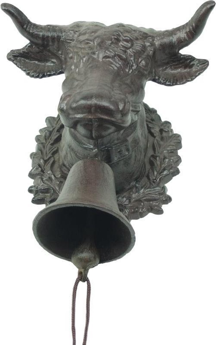 Maddeco - Gietijzeren deurbel stieren kop massief