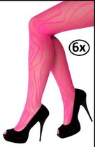 6x Netpanty pink met lijnen