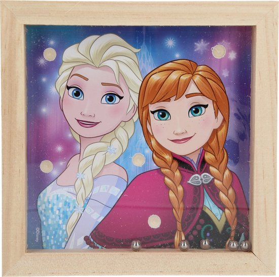 Disney Frozen Houten geduldsspel met 5 balletjes – 14x14cm | Geduldspuzzel | Uitdagende Puzzels | Behendigheid Spelletjes