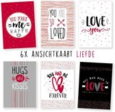 wenskaarten - kaartenset - ansichtkaarten - Liefde - Valentijn - 6 stuks