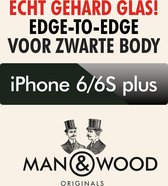 Man & Wood Edge to Edge Screenprotector / Schermbescherming ECHT GEHARD GLAS (Tempered Glass) - iPhone 6 Plus/6S Plus  - ZWART