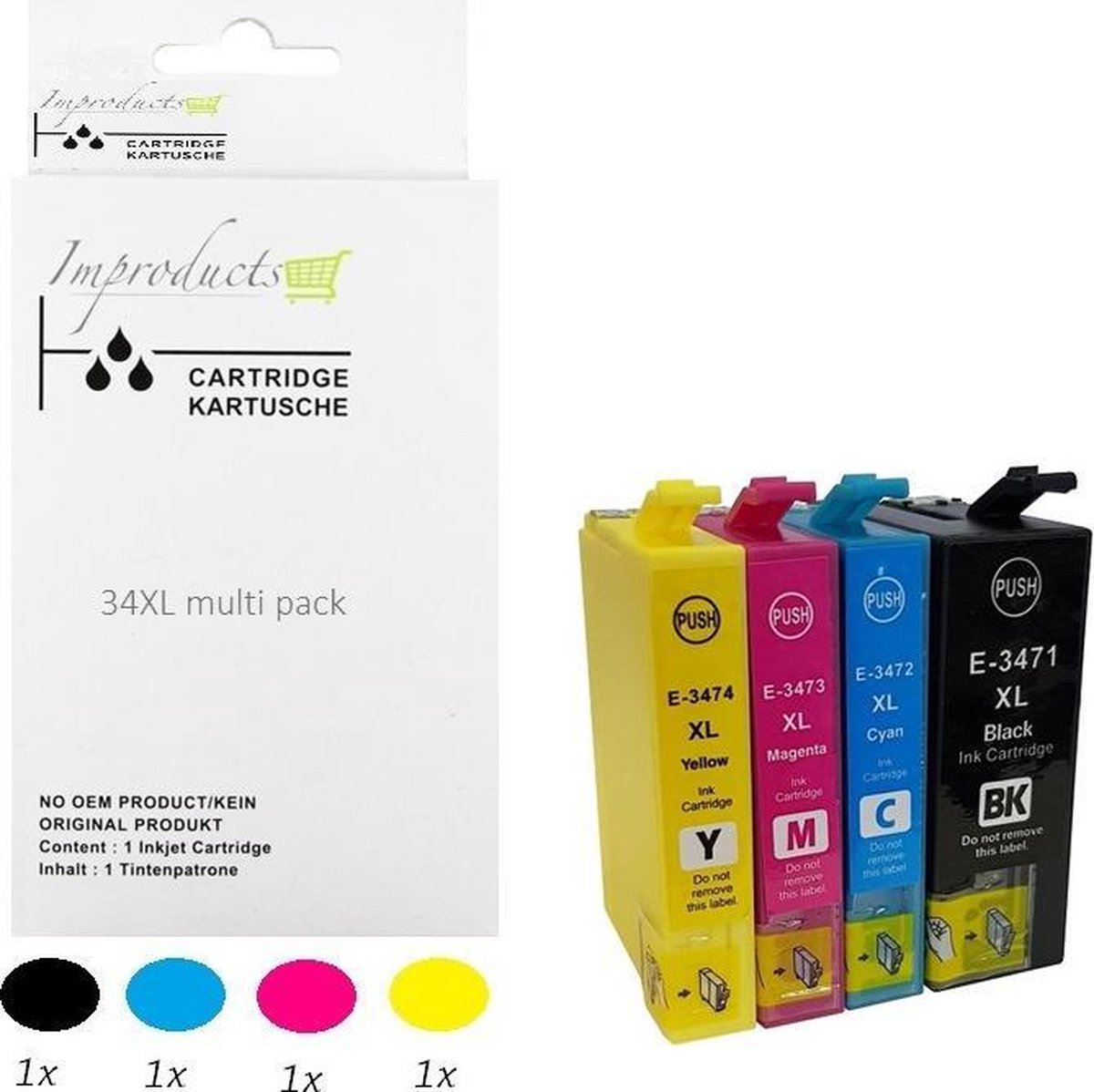 Improducts® Inkt cartridges - Alternatief Epson 34 XL / 34XL multi pack new chip v4