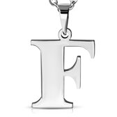 Amanto Ketting Letter F - 316L Staal - Alfabet - 20x22mm - 60cm
