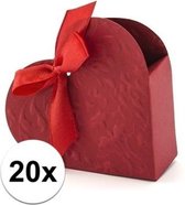 20x bruiloft kado doosjes rood hart - cadeaudoosjes huwelijk