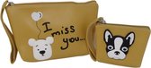 Jessidress Meiden Etui Make-up Tasje Portemonnee met Dieren - Geel