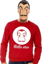 Rood Salvador Dali sweatshirt maat L - met La Casa de Papel masker voor heren - kostuum