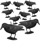 Relaxdays 9x duivenverschrikker kraai staand - 38 cm vogelverschrikker zwart - tuinfiguur