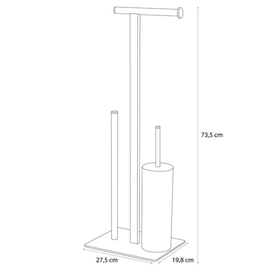 Sealskin Square Toiletbutler vrijstaand - Toiletborstel met houder - wc rolhouder zonder - Reserverolhouder - Chroom