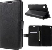 Litchi Cover wallet case cover Sony Xperia Z5 Premium zwart