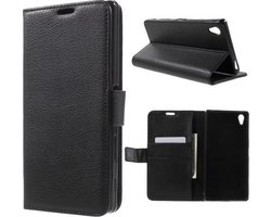 Litchi Cover wallet case hoesje Sony Xperia Z5 Premium zwart