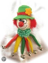 Broche clown met hoed rood geel groen
