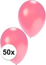 50x stuks Metallic roze ballonnen 36 cm - Feestartikelen en versiering