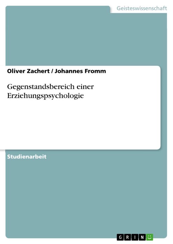Gegenstandsbereich einer Erziehungspsychologie - cover