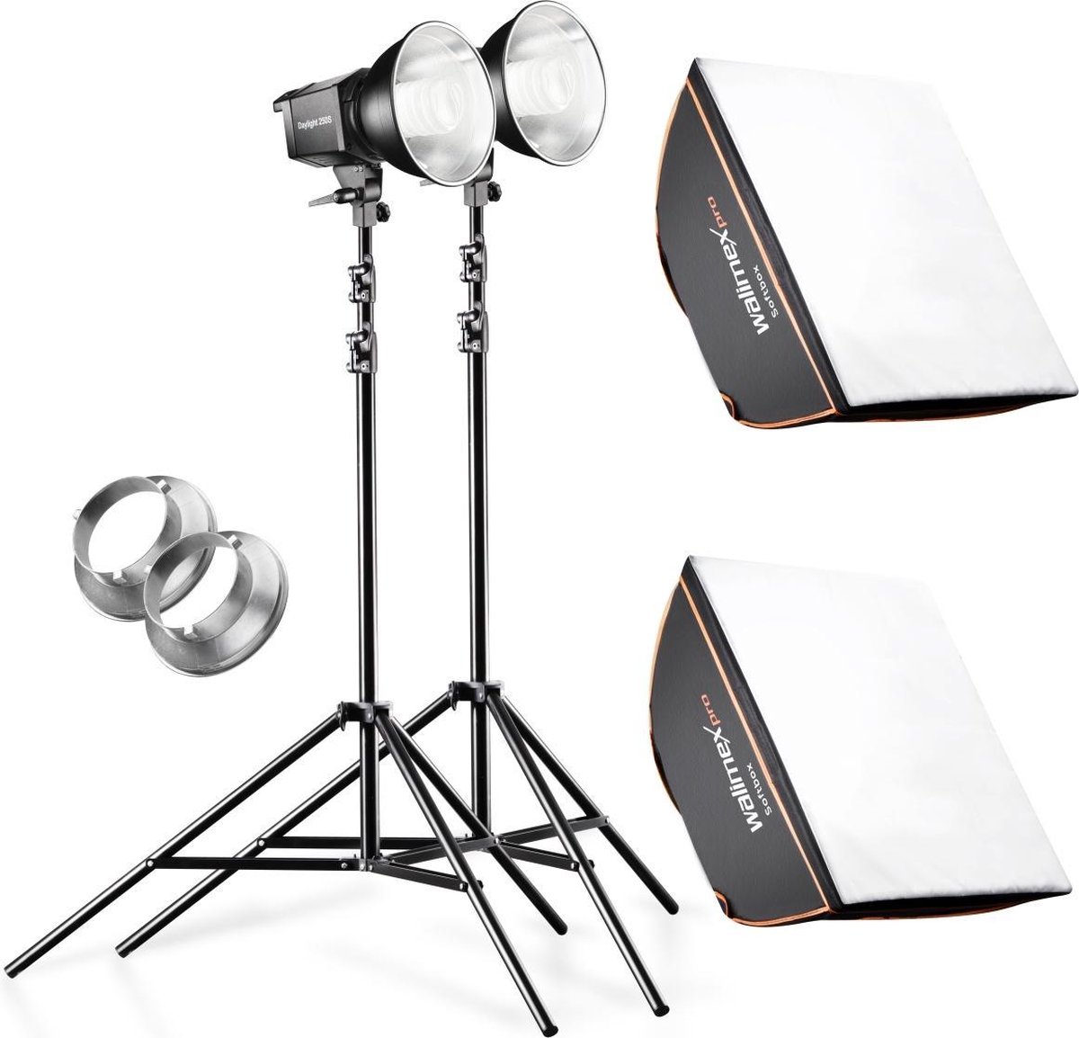 Walimex pro Set 2 Daylight 250S+softbox+tripod apparatuurset voor fotostudio Zwart