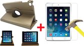 Hoes geschikt voor iPad Mini (2019) / Mini 4 + Screenprotector - Book Case 360 Graden Draaibare Cover - Goud