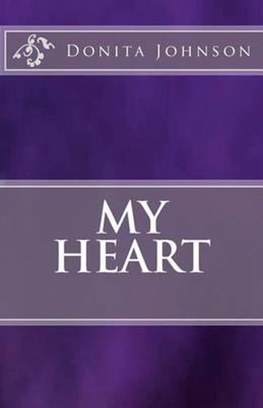 Boek "My Heart" van Donita Johnson op een paarse achtergrond.