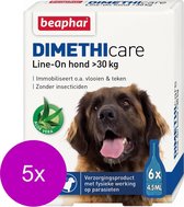 Beaphar Dimethicare Line-On Hond - Anti vlooien en tekenmiddel - 5 x 6x4.5 ml Van 30kg