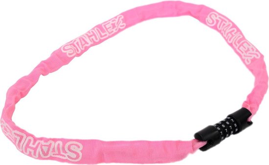 Stahlex Ø4mm / 100cm kettingslot schlechts 360g ketting met cijferslot Het eerste echte fietsslot voor uw kind roze