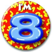 Verjaardags button I am 8