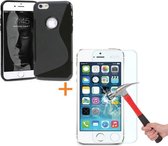 Comutter Silicone hoesje iPhone 6 6S zwart met tempered glas screenprotector