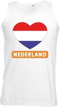 Nederland singlet shirt/ tanktop met Nederlandse vlag in hart wit heren L