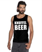 Knuffel beer tekst singlet shirt/ tanktop zwart heren L