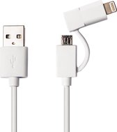 Azuri 2-in-1 USB kabel met micro-USB en Apple lightning connector - wit