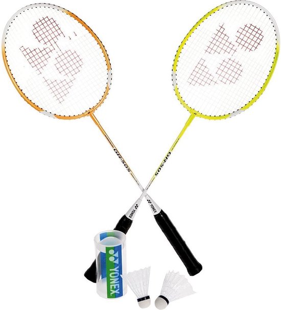 Yonex recreatieve badmintonset - 2 GR-505 - 2 outdoorshuttles in bewaartas