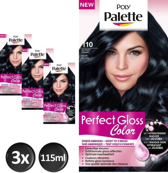 Blijkbaar Factuur band Poly Palette Perfect Gloss 110 Glossy Zwart Haarverf - 3 stuks -  Voordeelverpakking | bol.com