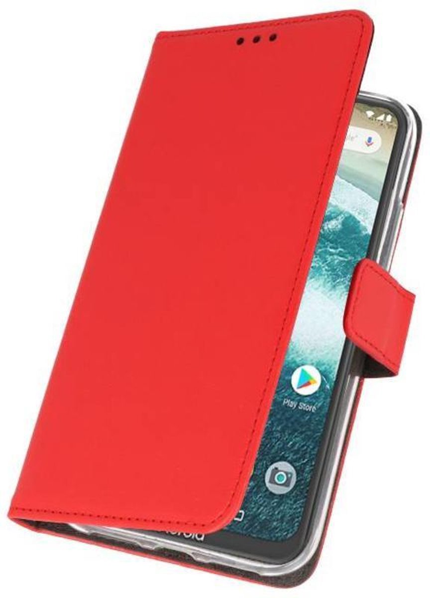 Bestcases Pasjeshouder Telefoonhoesje Motorola Moto One Power - Rood