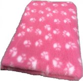 Vet Bed -- Roze + witte Voetprint - Latex Anti-Slip 26mm- Rol van 10 meter/150cm breed