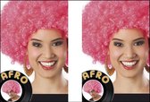 2x Pruik Afro Pink