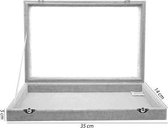 Sieraden Accessoires Display Koffer - 1 Vak Fluweel - Grijs