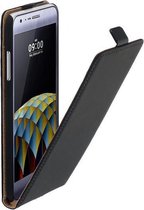 Zwart lederen flip case voor LG X Cam case Telefoonhoesje