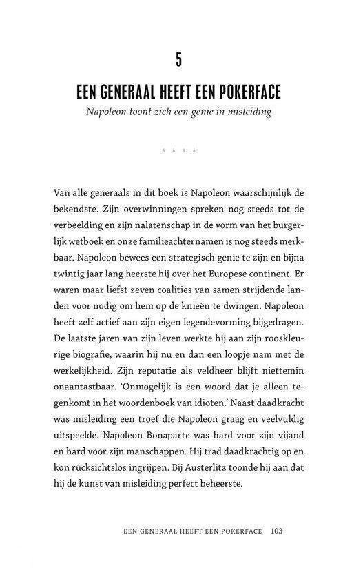 Hoofdstuk 5: Een generaal heeft een pokerface, over Napoleon en misleiding.