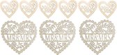Arthentiek- Bruiloftdecoratie- Mr&Mrs 9 stuks houten harten- combinatie groot en klein- om op te hangen