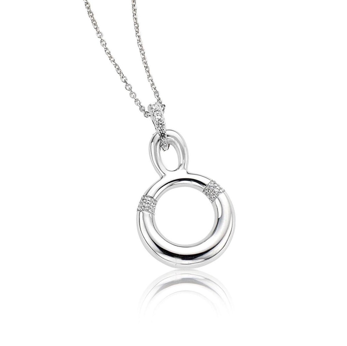Orphelia ZH-4588 - Ketting met hanger Cirkel - Zilver 925 - Zirkonia - 45 cm