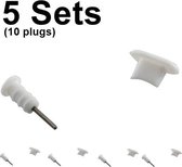 5 Sets (10 plugs) - Stofkap Set voor iPhone 5 / iPhone 5S / iPhone 6 / iPhone 6 Plus - Wit