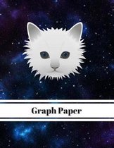Graph Paper White Kitty in Galaxy
