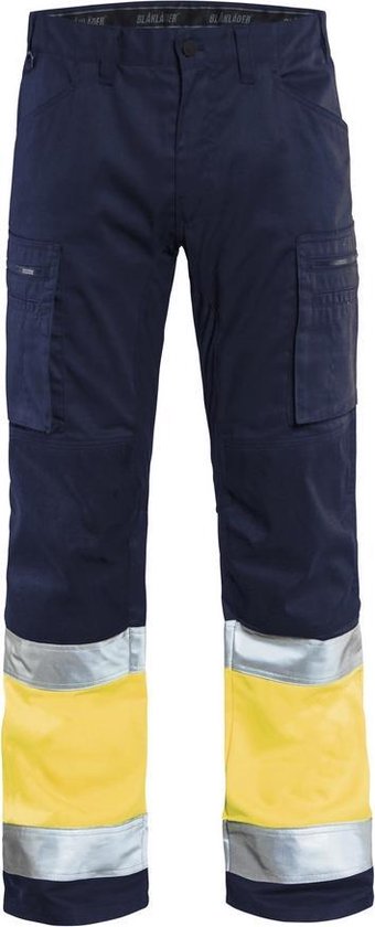 Blåkläder 1551-1811 Pantalon de travail extensible haute visibilité bleu marine / jaune taille 150